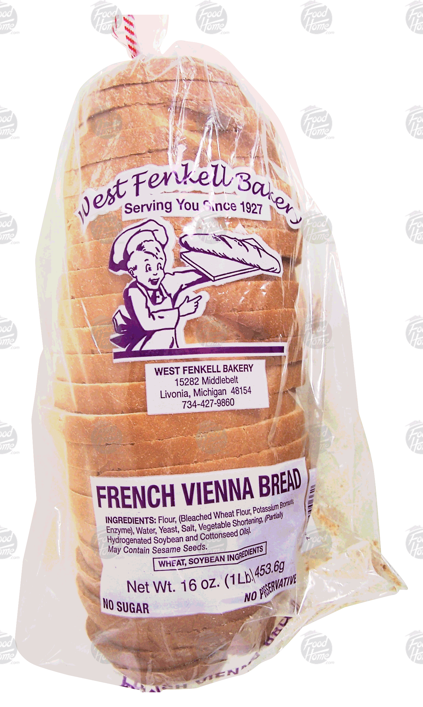 West Fenkell Bakery  french vienna bread loaf, sliced Full-Size Picture